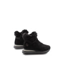 Sneaker zeppa con pelliccia da donna