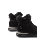 Sneaker zeppa con pelliccia da donna