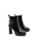 Ankle boot nero con plateau da donna