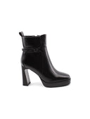 Ankle boot nero con plateau da donna