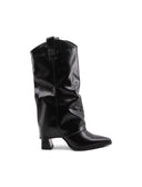 Stivale nero con risvolto da donna
