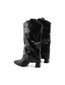 Stivale nero con risvolto da donna