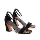 Sandalo animalier con tacco da donna