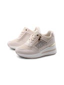 Sneaker zeppa con strass e glitter