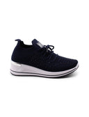 Sneaker zeppa con strass da donna