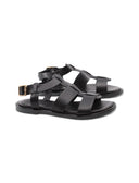 Sandalo nero in vera pelle da donna