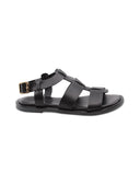 Sandalo nero in vera pelle da donna