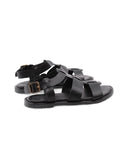 Sandalo nero in vera pelle da donna