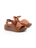 Sandalo zeppa in pelle da donna