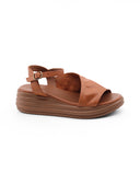 Sandalo zeppa in pelle da donna