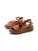 Sandalo zeppa in pelle da donna