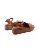 Sandalo zeppa in pelle da donna