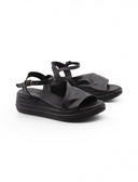 Sandalo zeppa in pelle da donna