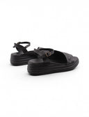 Sandalo zeppa in pelle da donna