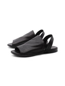 Sandalo nero da donna in pelle morbida