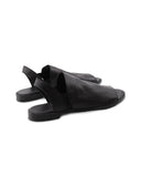 Sandalo nero da donna in pelle morbida