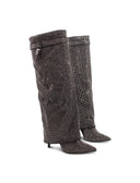 Stivale strass con risvolto da donna