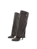 Stivale strass con risvolto da donna