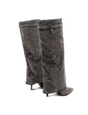 Stivale strass con risvolto da donna