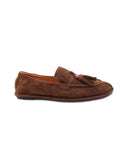 Mocassino scamosciato con nappine donna