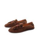 Mocassino scamosciato con nappine donna