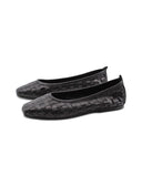 Ballerina in pelle intrecciata da donna