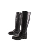 Stivale nero in pelle con zip da donna