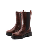 Stivaletto combat da donna in pelle