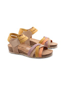 Sandalo multicolor in pelle da donna
