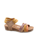 Sandalo multicolor in pelle da donna