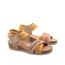 Sandalo multicolor in pelle da donna