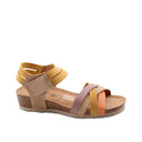 Sandalo multicolor in pelle da donna