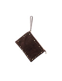 Pochette scamosciata con borchie donna