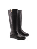 Stivale alto nero in pelle da donna