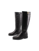 Stivale alto nero in pelle da donna