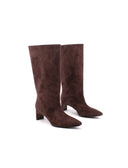 Stivale scamosciato con tacco da donna