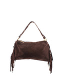 Cefalu borsa pelle a spalla con frange