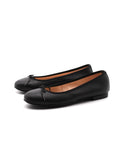 Ballerina in pelle con fiocco donna