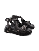 Ziggy 447 sandalo nero in pelle donna
