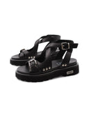 Ziggy 447 sandalo nero in pelle donna