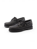Scarpa da barca nera in pelle da donna
