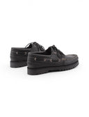 Scarpa da barca nera in pelle da donna