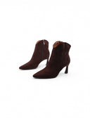 Stivaletto marrone a punta con zip