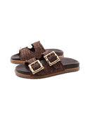 Sandalo in rafia a doppia fascia donna