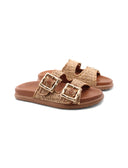 Sandalo in rafia a doppia fascia donna