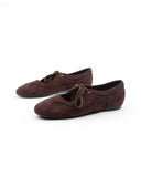Ballerina stringata scamosciata donna