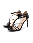 Sandalo in vera pelle con tacco donna