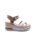 Sandalo in vera pelle con zeppa donna