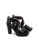 Sandalo donna in vera pelle con tacco