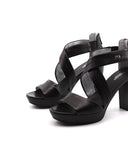 Sandalo donna in vera pelle con tacco